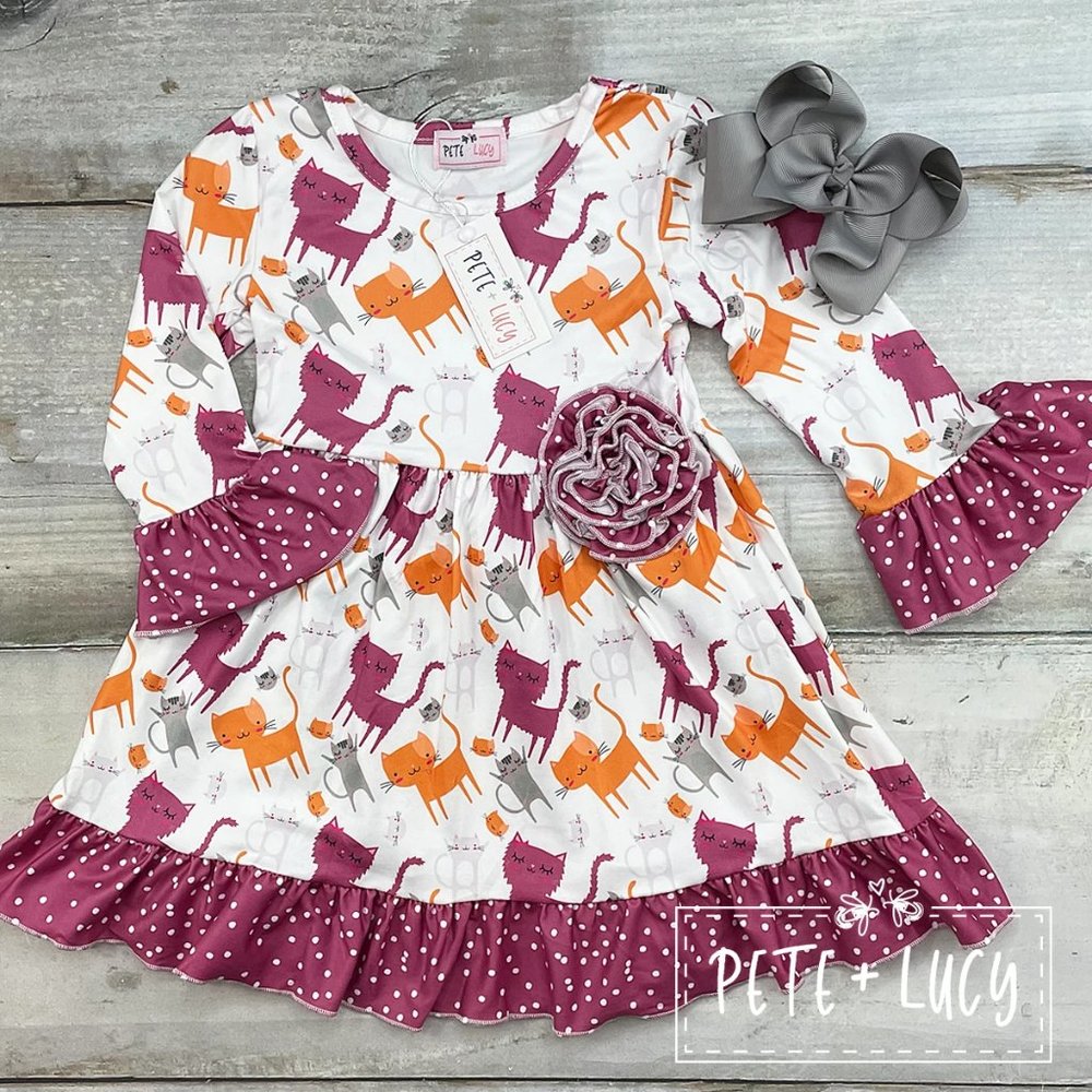 Cartoon Kitty Twirl Dress